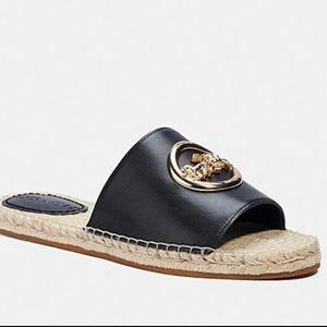 COACH  Black Leather Espadrille Sandals
